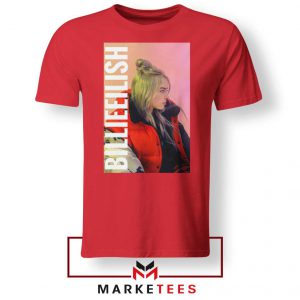 Billie Eilish Artist Poster Red Tee Shirt