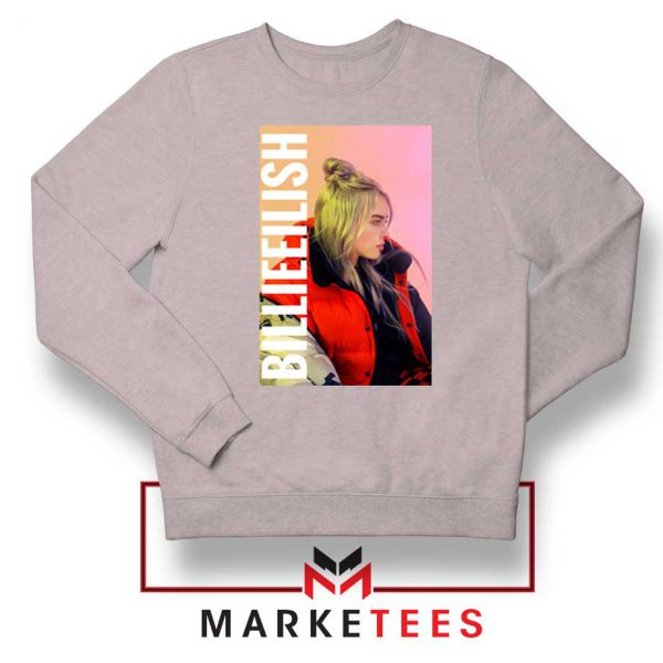 Billie Eilish Artist Poster Sport Grey Sweater