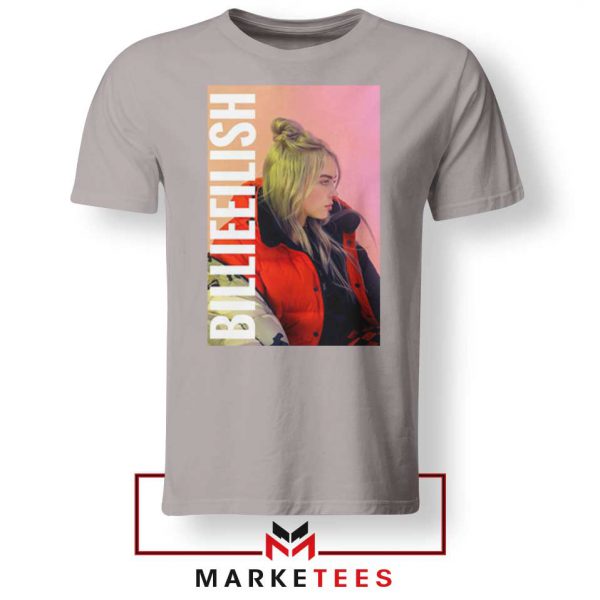 Billie Eilish Artist Poster Sport Grey Tee Shirt