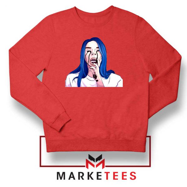 Billie Eilish Crying Red Sweater