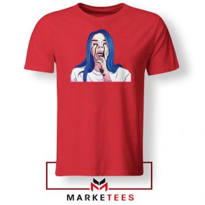 Billie Eilish Crying Red Tee Shirt