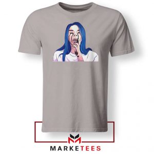 Billie Eilish Crying Sport Grey Tee Shirt