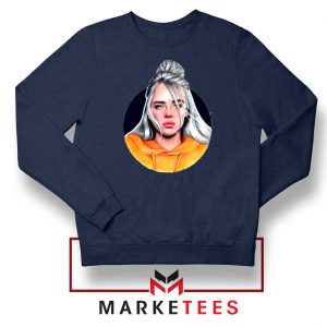 Billie Eilish Hip Hop Singer Navy Blue Sweater