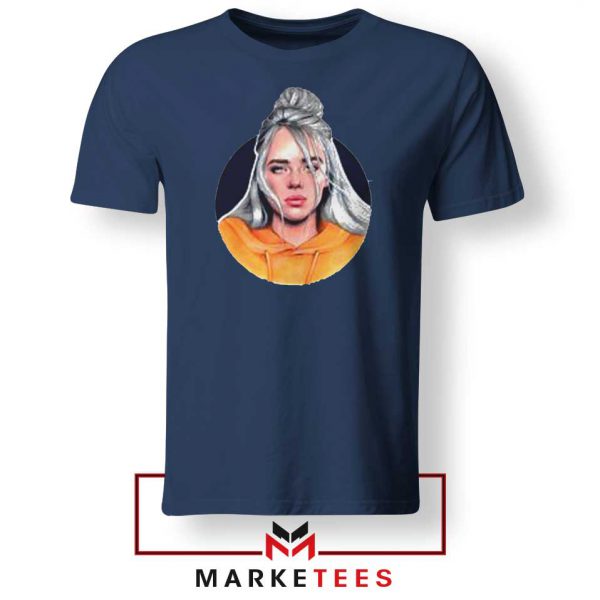 Billie Eilish Hip Hop Singer Navy Blue Tee Shirt