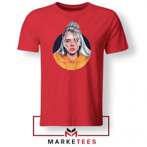 Billie Eilish Hip Hop Singer Red Tee Shirt