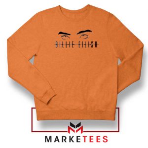 Billie Eilish Women Singer Orange Sweater