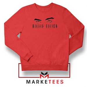 Billie Eilish Women Singer Red Sweater