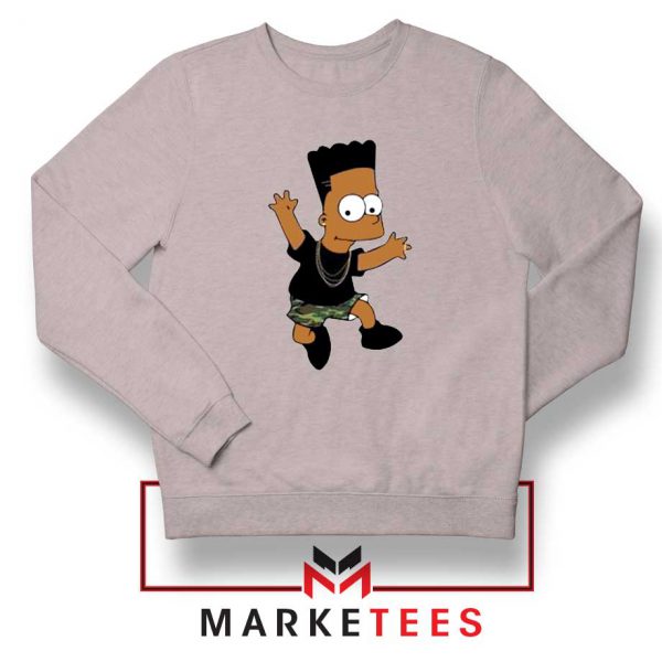 Black Bart Simpson Cartoon Grey Sweatshirt