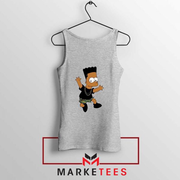 Black Bart Simpson Cartoon Grey Tank Top