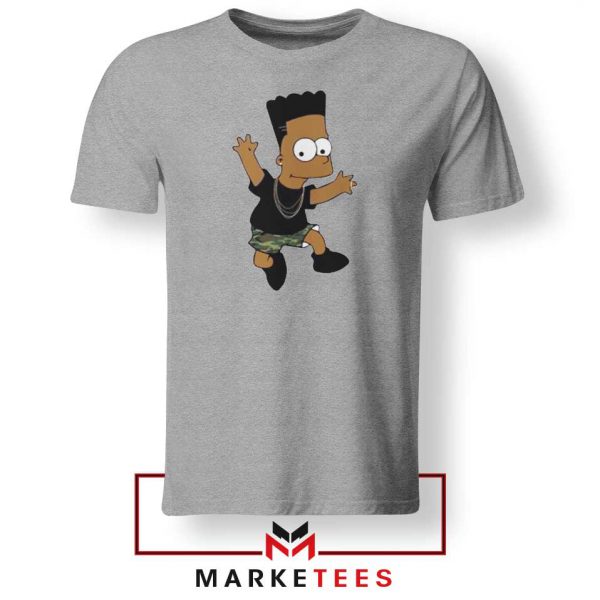 Black Bart Simpson Cartoon Grey Tee Shirt