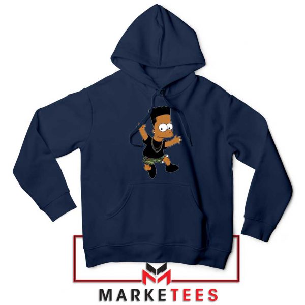 Black Bart Simpson Cartoon Navy Hoodie