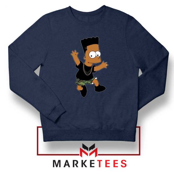 Black Bart Simpson Cartoon Navy Sweatshirt