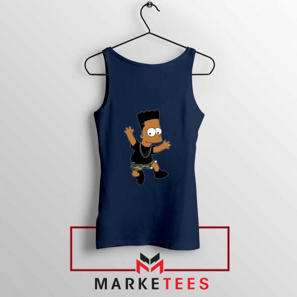 Black Bart Simpson Cartoon Navy Tank Top