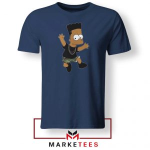 Black Bart Simpson Cartoon Navy Tee Shirt