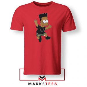 Black Bart Simpson Cartoon Red Tee Shirt