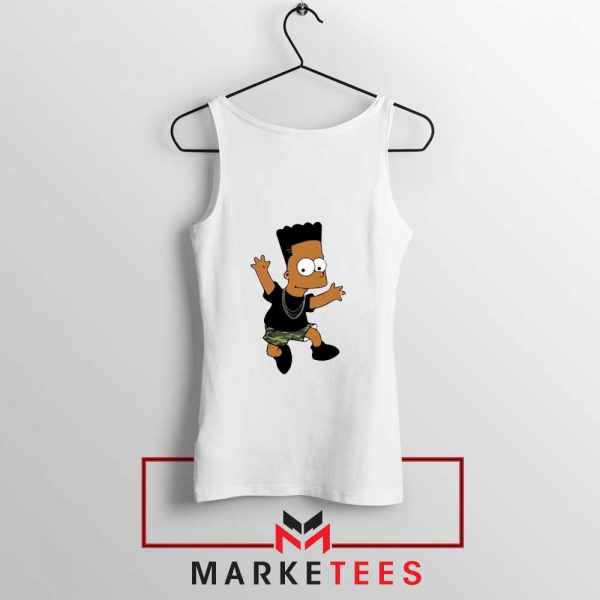 Black Bart Simpson Cartoon White Tank Top