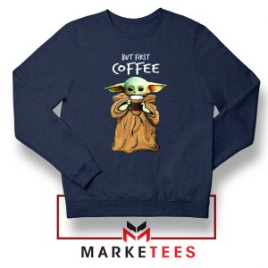 Coffee Baby Yoda Navy Blue Sweatshirt