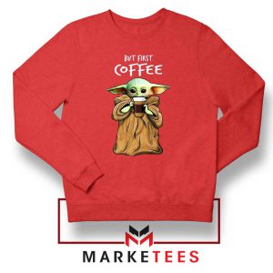 Coffee Baby Yoda Red Sweatshirt