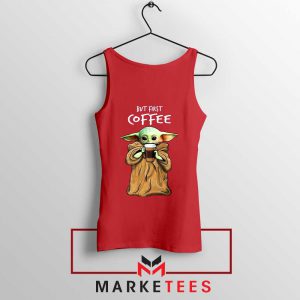 Coffee Baby Yoda Red Tank Top