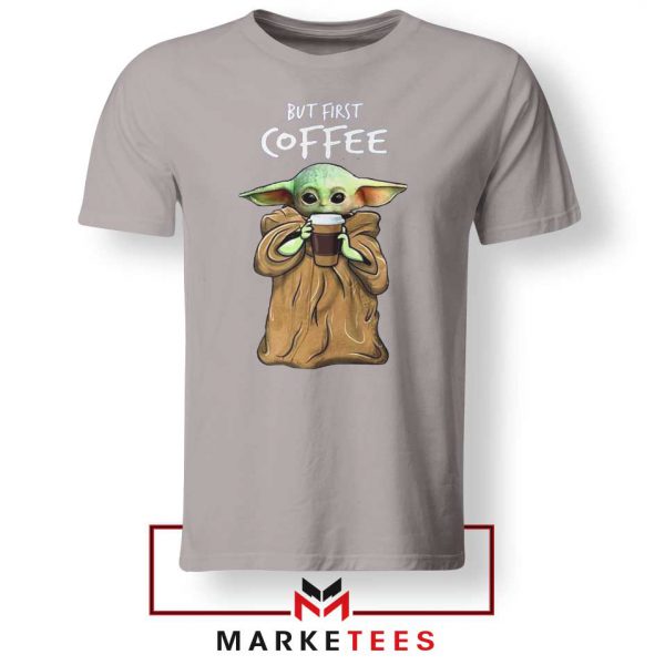 Coffee Baby Yoda Sport Grey Tee Shirt