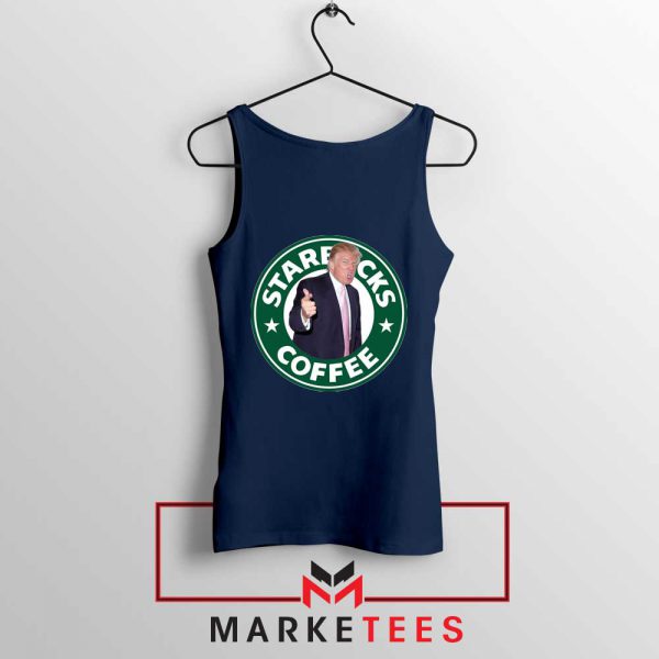 Donald Trump Starbucks Parody Navy Tank Top