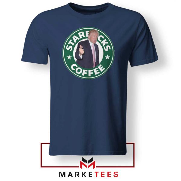 Donald Trump Starbucks Parody Navy Tshirt