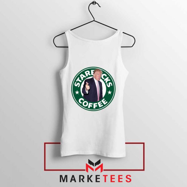 Donald Trump Starbucks Parody White Tank Top