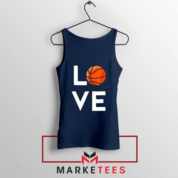 I Love Basketball Navy Blue Tank Top