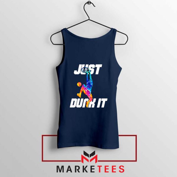 Just Dunk It Basketball Slam Navy Blue Tank Top