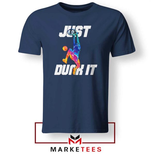 Just Dunk It Basketball Slam Navy Blue Tee Shirt