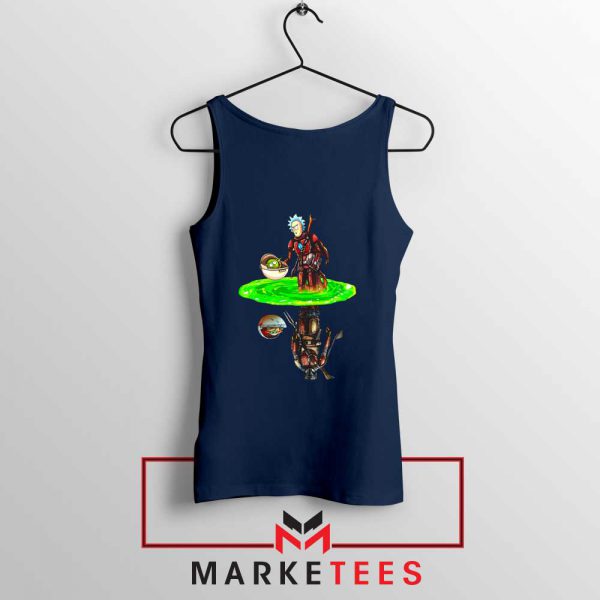 Mandalorian Rick and Morty Navy Blue Tank Top