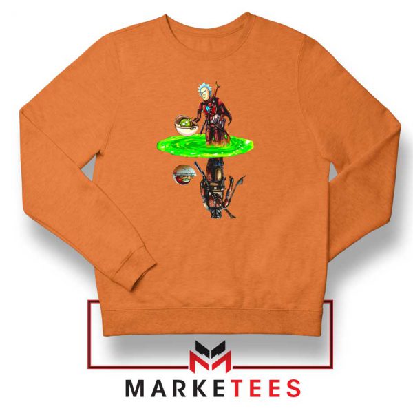 Mandalorian Rick and Morty Orange Sweater