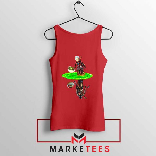 Mandalorian Rick and Morty Red Tank Top