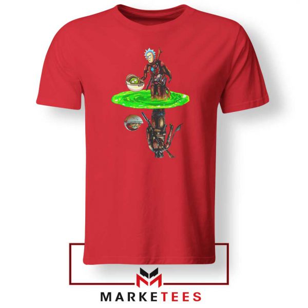 Mandalorian Rick and Morty Red Tee Shirt