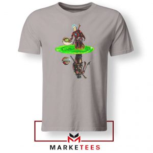 Mandalorian Rick and Morty SPort Grey Tee Shirt