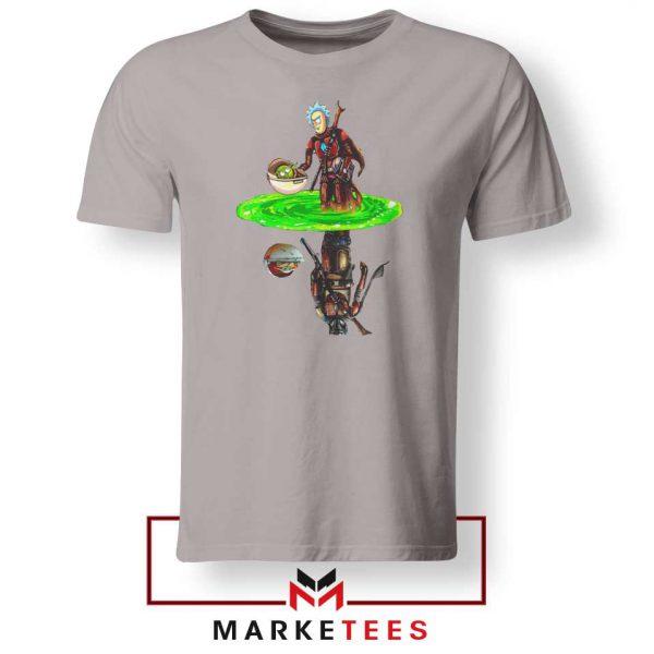 Mandalorian Rick and Morty SPort Grey Tee Shirt