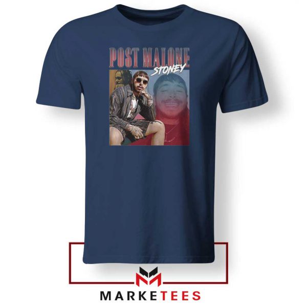 Post Malone Hollywood Bleeding Navy Tee Shirts