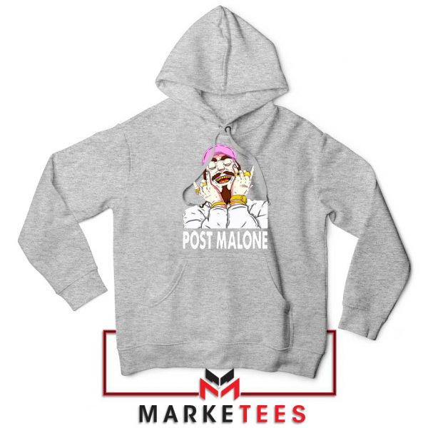 Post Malone Pink Hat Grey Hoodie