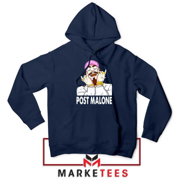 Post Malone Pink Hat Navy Hoodie