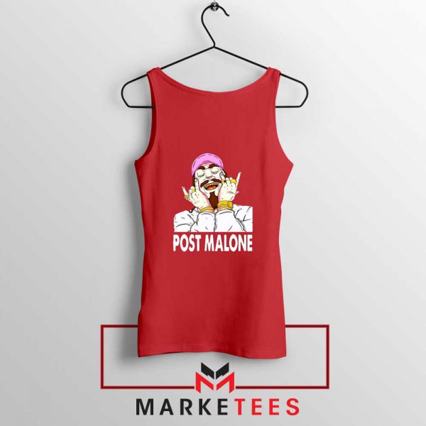 Post Malone Pink Hat Red Tank Top