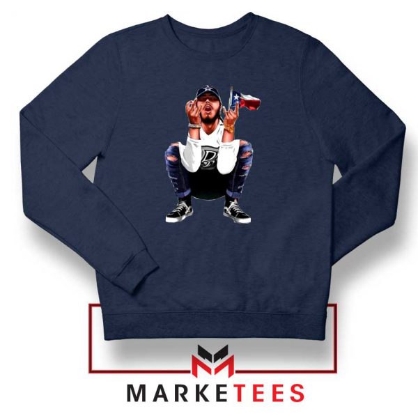 Post Malone White Iverson Navy Sweatshirt