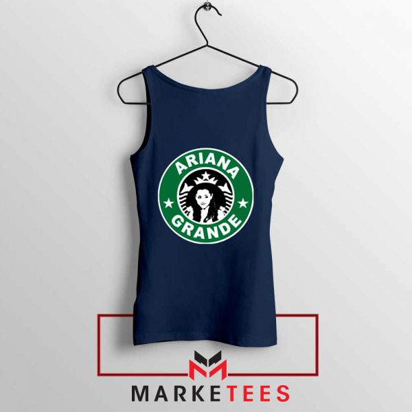 Starbucks Logo Ariana Grande Navy Blue Tank Top
