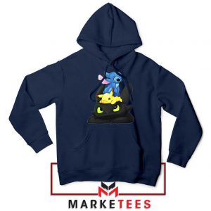 Stitch Pikachu Grinch Navy Blue Hoodie