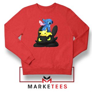 Stitch Pikachu Grinch Red Sweatshirt