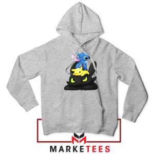 Stitch Pikachu Grinch Sport Grey Hoodie