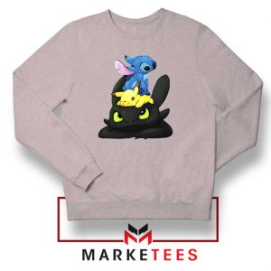 Stitch Pikachu Grinch Sport Grey Sweatshirt