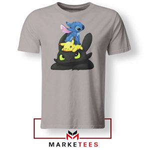 Stitch Pikachu Grinch Sport Grey Tee Shirt