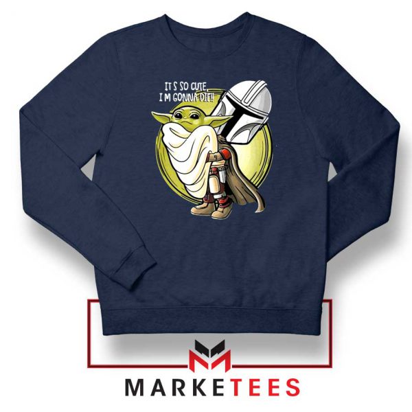 The Mandalorian Hug The Child Navy Blue Sweater