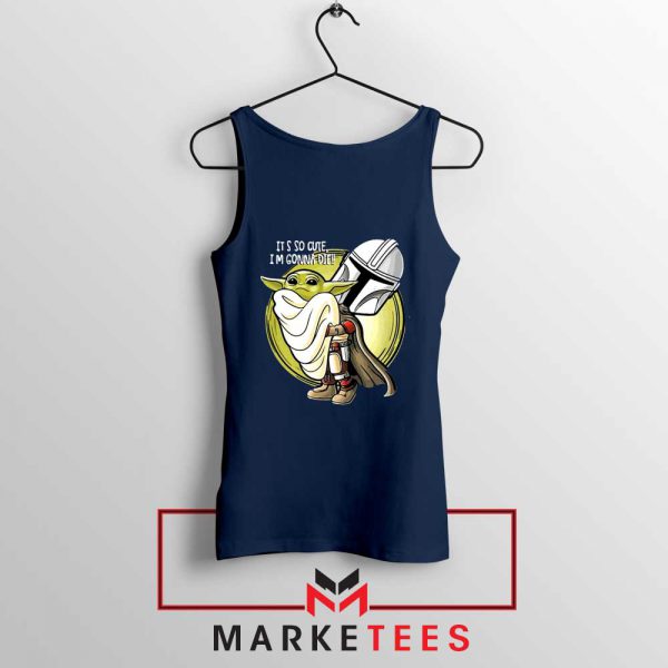 The Mandalorian Hug The Child Navy Blue Tank Top