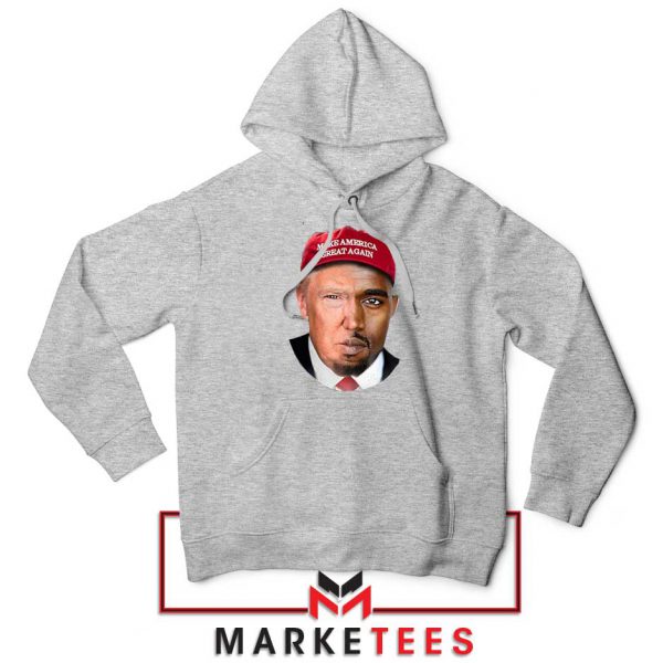 Trump Kanye West Face Grey Hoodie